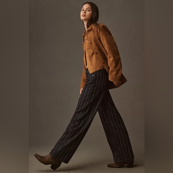 New Anthropologie x Reformation Cary Low-Rise Wide-Leg Pinstripe Lake Jeans 28 - Picture 5 of 12